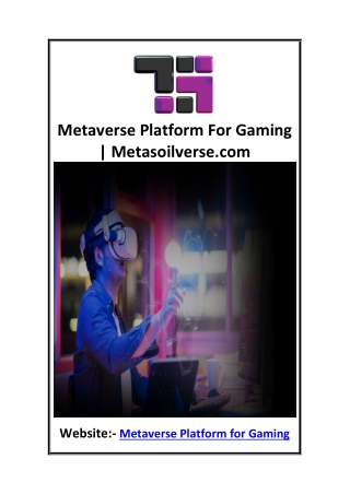 Metaverse Platform For Gaming  Metasoilverse.com