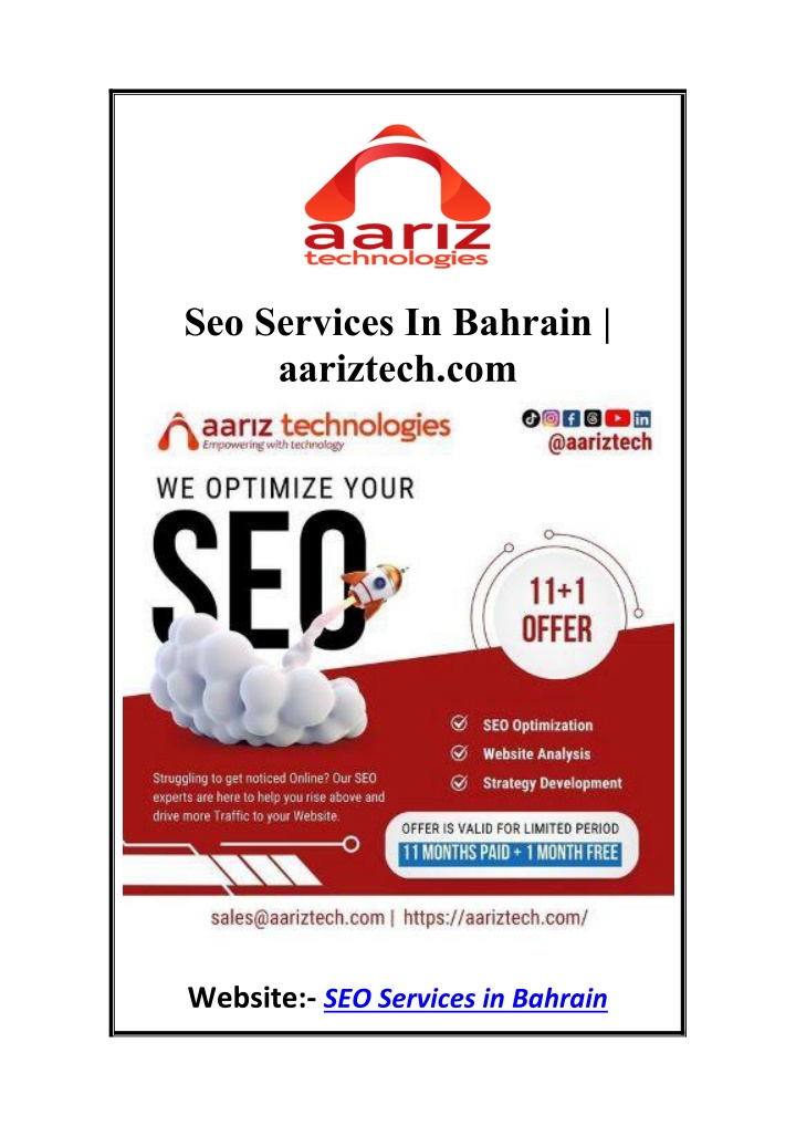 seo services in bahrain aariztech com