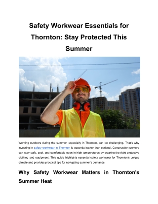 Safety Workwear Essentials for Thornton_ Stay Protected This Summer