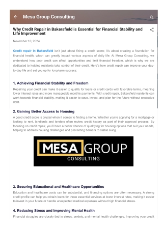 Why Credit Repair in Bakersfield is Essential for Financial Stability and Life Improvement