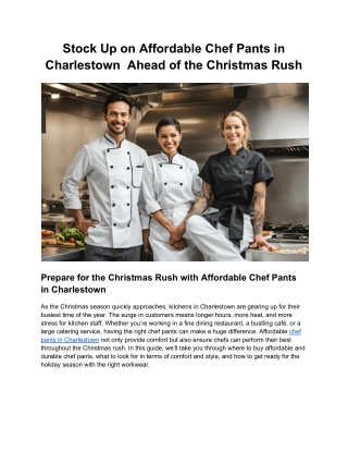 Stock Up on Affordable Chef Pants in Charlestown  Ahead of the Christmas Rush