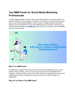 Top SMM Panels for Social Media Marketing Professionals.