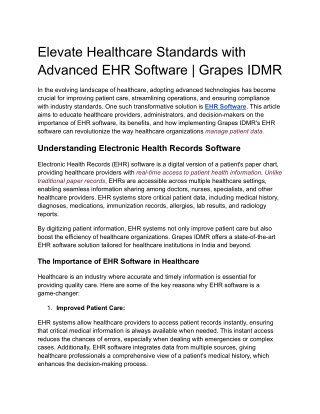 elevate healthcare standards with advanced