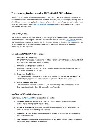 transforming businesses with sap s 4hana