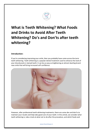 What is Teeth Whitening What Foods and Drinks to Avoid After Teeth Whitening Do's and Don'ts after teeth whitening