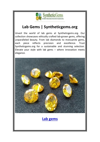 Lab Gems  Syntheticgems.org