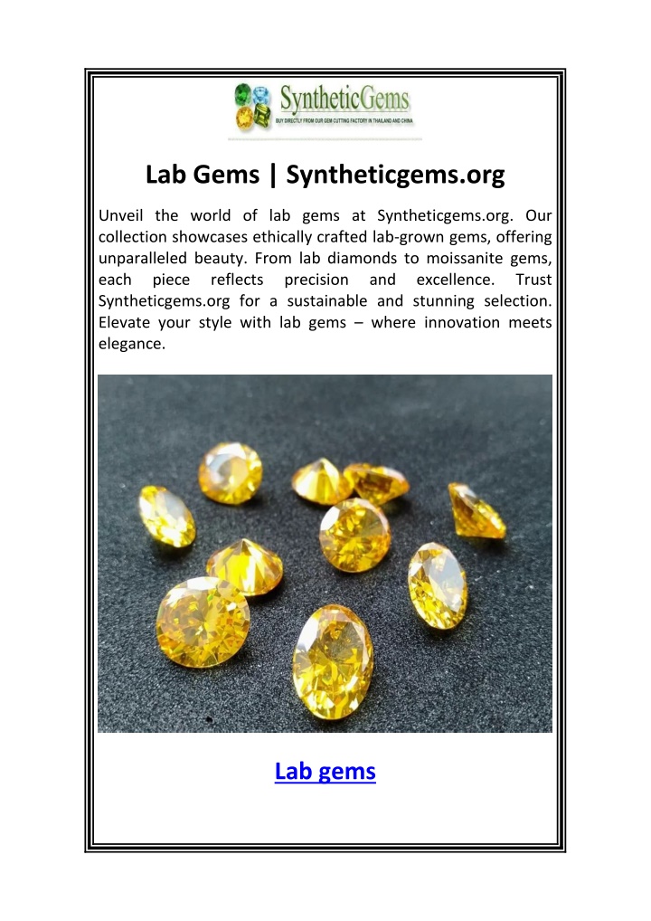 lab gems syntheticgems org