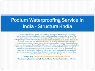 Best Podium Waterproofing Companie In India - Structural-India