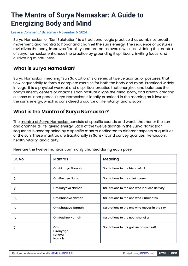 the mantra of surya namaskar a guide