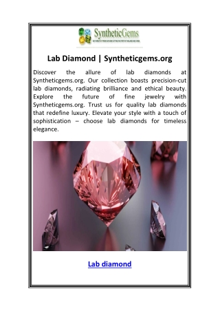 Lab Diamond  Syntheticgems.org