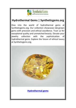 Hydrothermal Gems  Syntheticgems.org