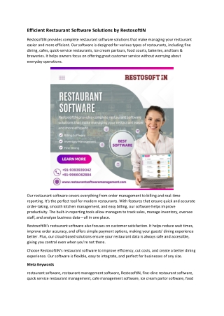 efficient restaurant software solutions