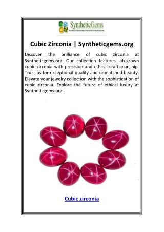 Cubic Zirconia  Syntheticgems.org