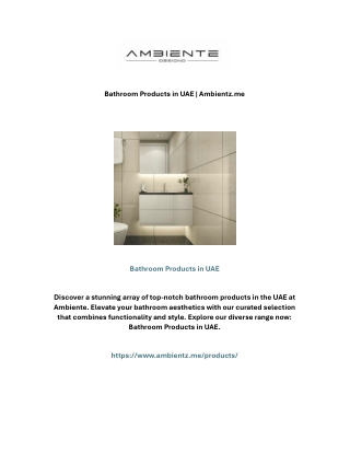 Bathroom Products in UAE | Ambientz.me