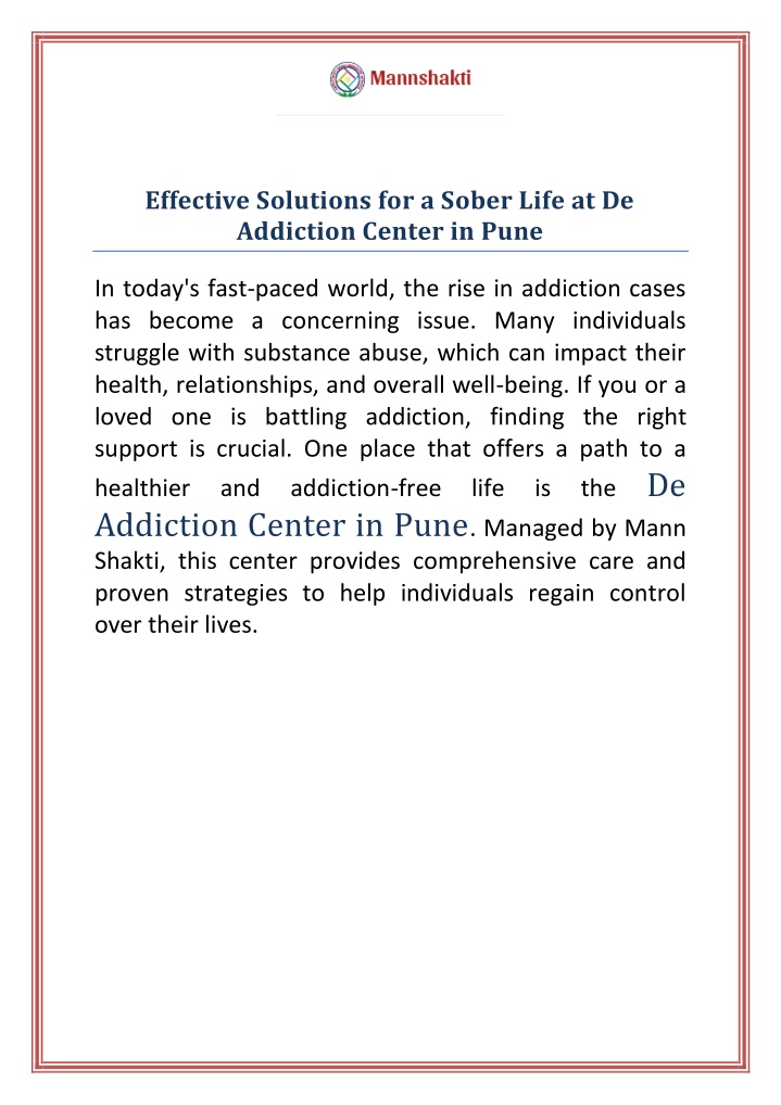 effective solutions for a sober life