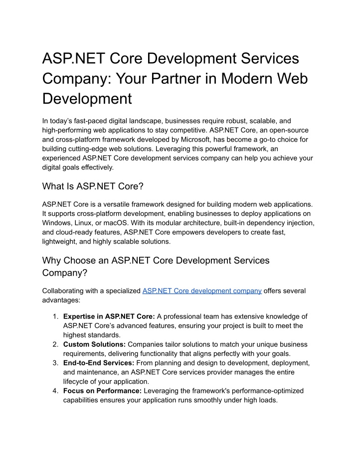 asp net core development services company your