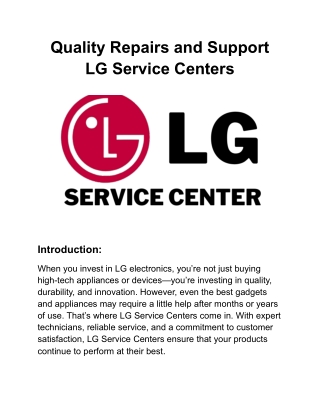 quality repairs and support lg service centers