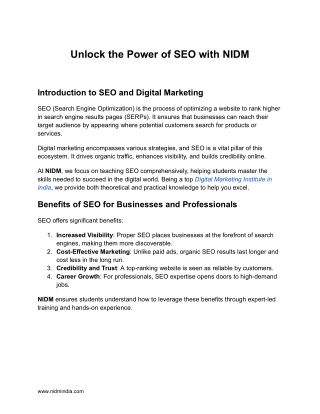 Digital Marketing Institute in India | NIDM