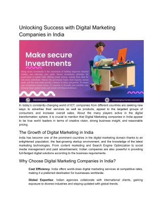 Unlocking Success with Digital Marketing Companies in India