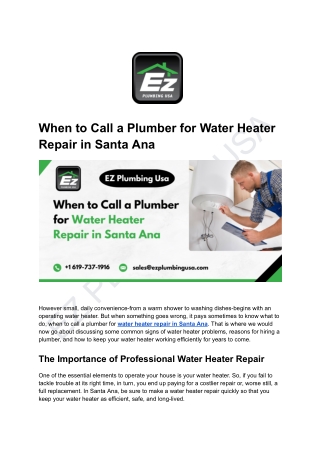 When to Call a Plumber for Water Heater Repair in Santa Ana