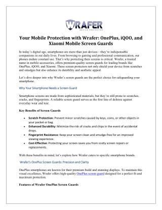 your mobile protection with wrafer oneplus iqoo