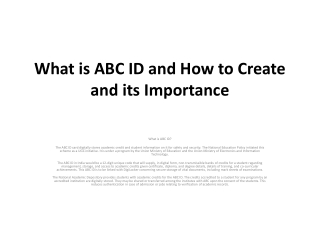 what is abc id and how to create and its importance