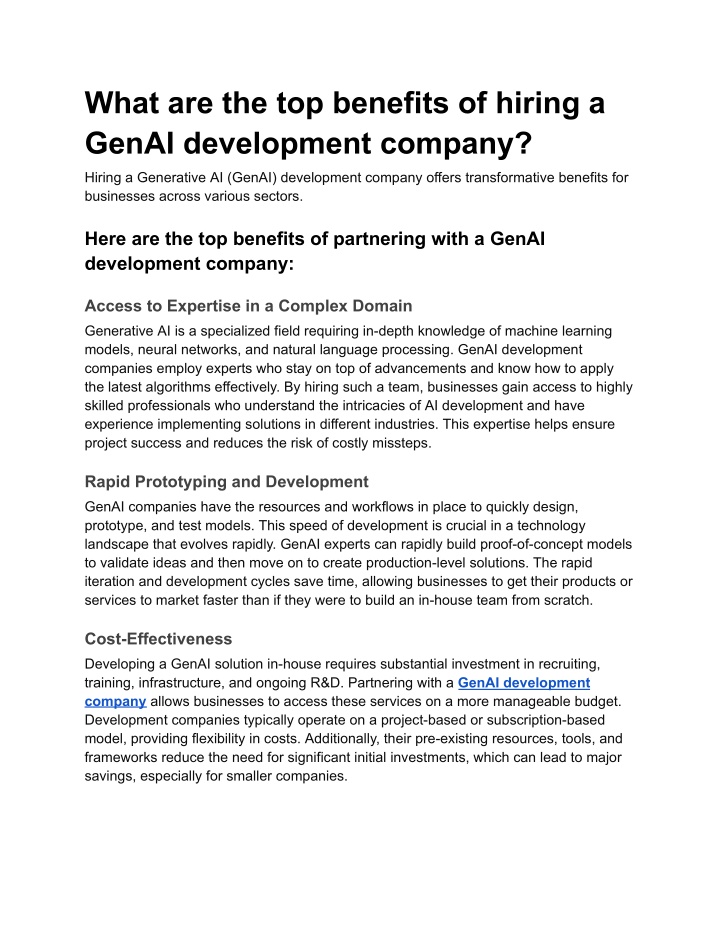 what are the top benefits of hiring a genai