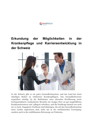 erkundung krankenpflege und karriereentwicklung