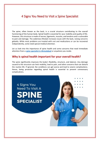 4 Signs You Need to Visit a Spine Specialist