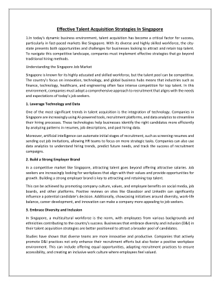 Effective Talent Acquisition Strategies in Singapore