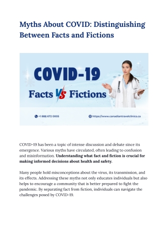 Myths About COVID- Distinguishing Between Facts and Fictions