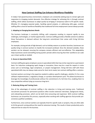 how contract staffing can enhance workforce