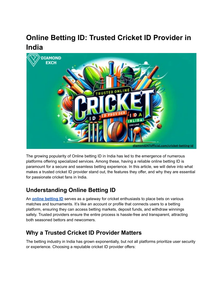 online betting id trusted cricket id provider