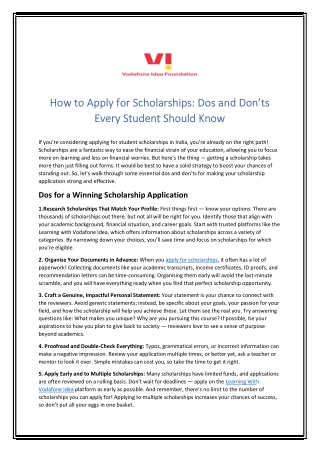 How to Apply for Scholarships Dos and Don’ts Every Student Should Know