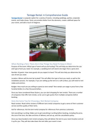 Tentage Rental A Comprehensive Guide