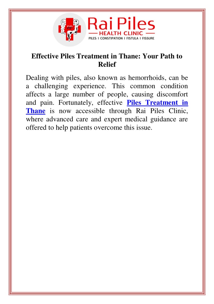 effective piles treatment in thane your path