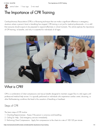 The Importance of CPR Training