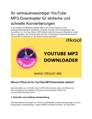 Müheloser YouTube MP3 Downloader - Schnelle und hochwertige Konvertierungen