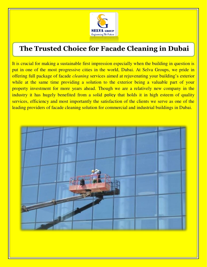 the trusted choice for facade cleaning in dubai