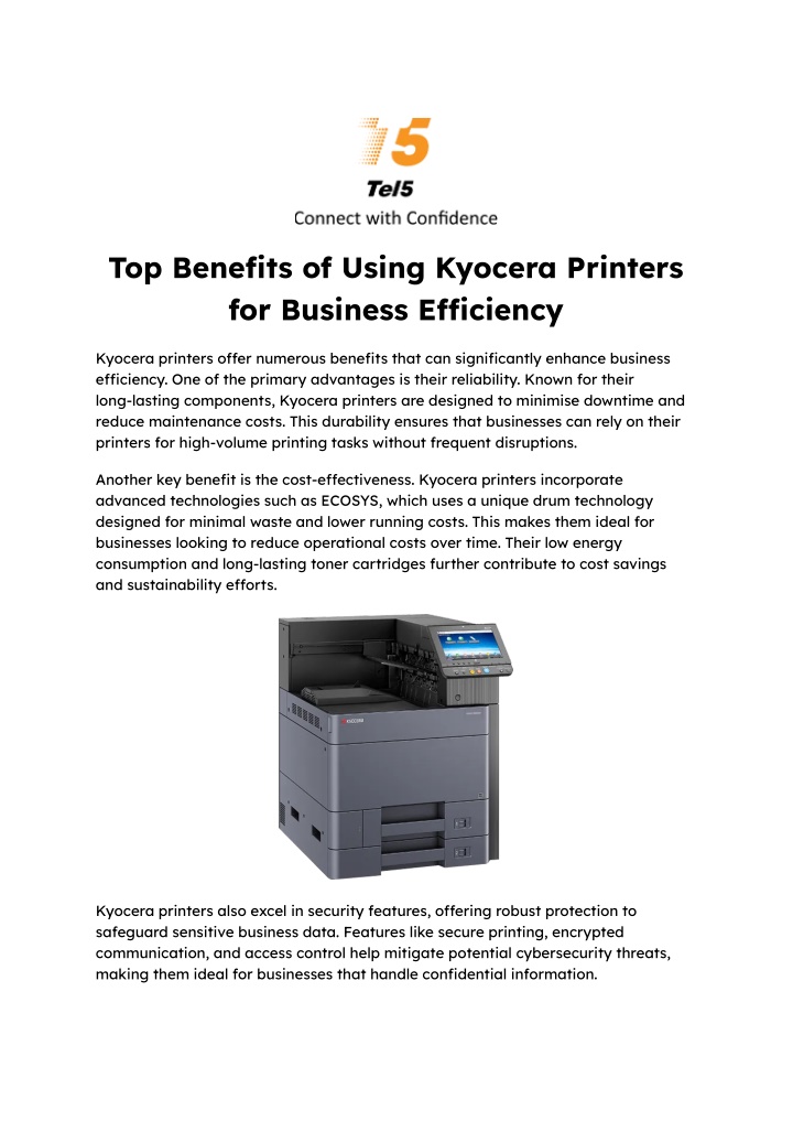 top benefits of using kyocera printers