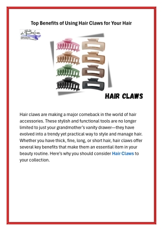 Top Benefits of Using Hair Claws for Your Hair