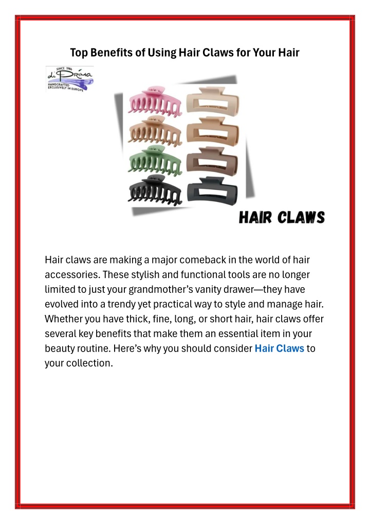 top benefits of using hair claws for your hair