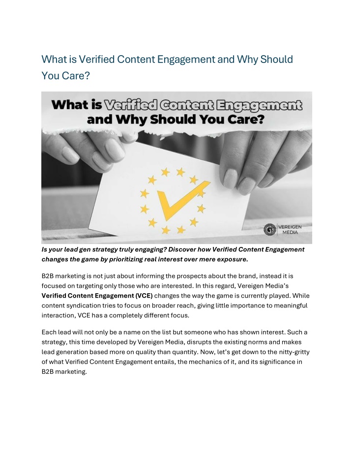 what is verified content engagement