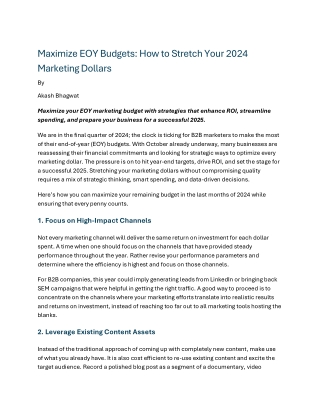 Maximize EOY Budgets How to Stretch Your 2024 Marketing Dollars