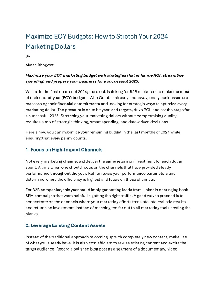 maximize eoy budgets how to stretch your 2024