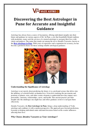 Find the Best Astrologer in Pune for Personalized Astrology Solutions