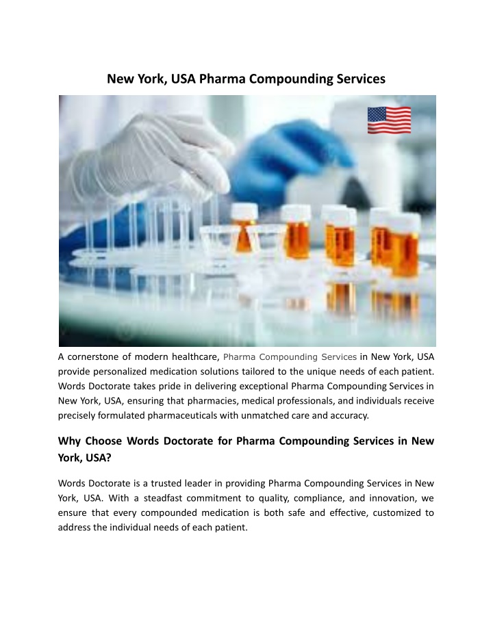 new york usa pharma compounding services