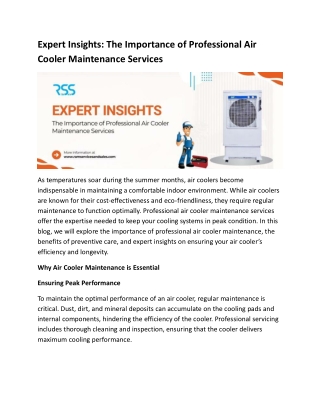 Expert Insights: The Importance of Professional Air Cooler Maintenance Services