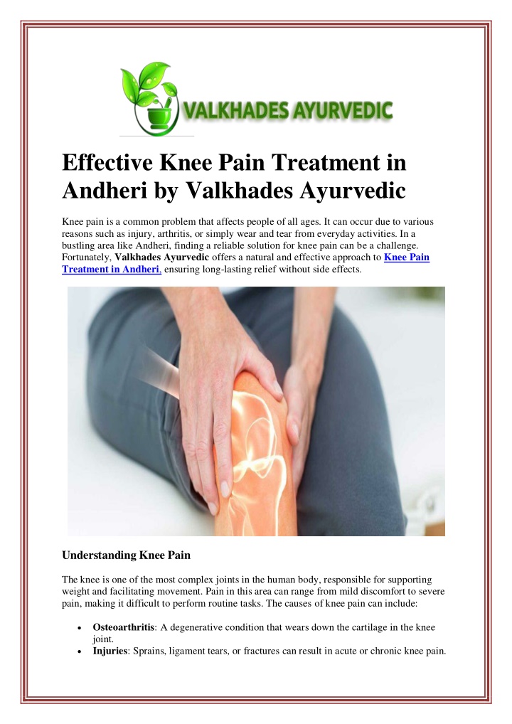 effective knee pain treatment in andheri