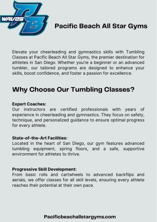 Tumbling Classes San Diego - Pacific Beach All Star Gyms